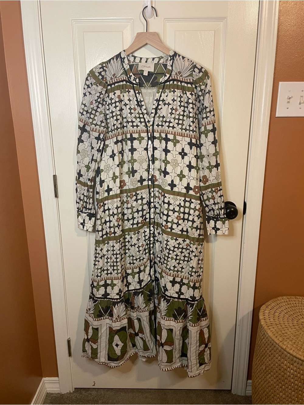 Cleobella Boho Chic Midi Dress in Art Deco Print Size Small